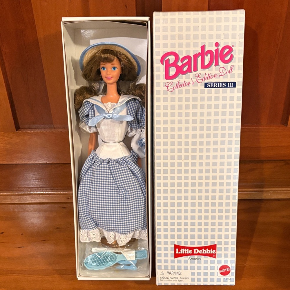 Little Debbie Barbie in Light Blue Gingham Dress with Matching Hat